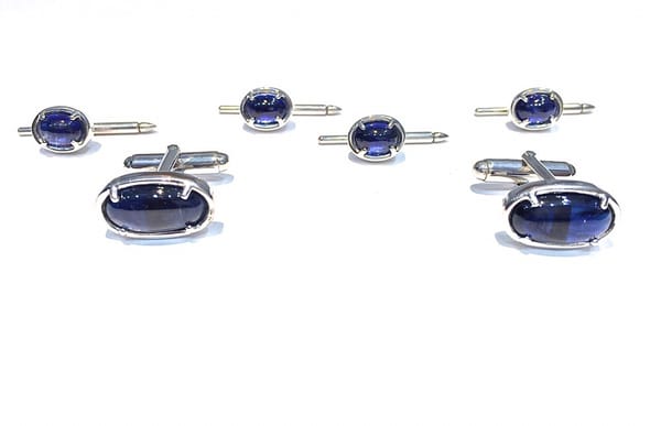 Kyanite cabochon ovals set in sterling silver