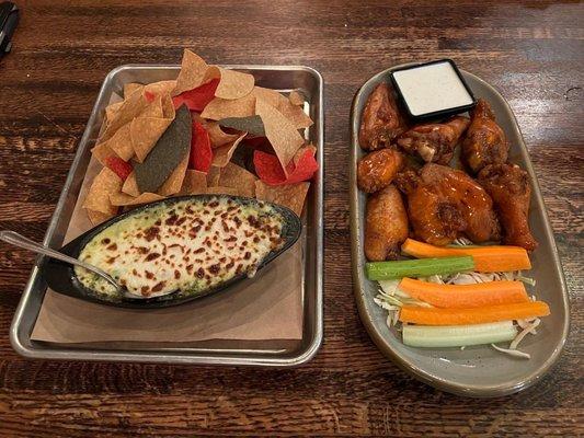 Spinach Dip and Traditional Wings