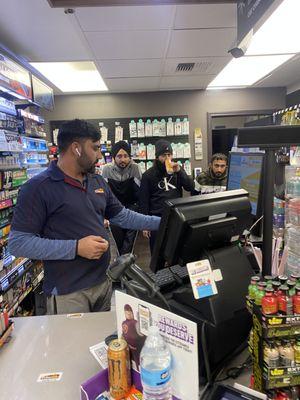 The 1 employee in uniform and the very rude not on the clock employee standing behind the counter in the Calvin Klein hoodie who didn't help