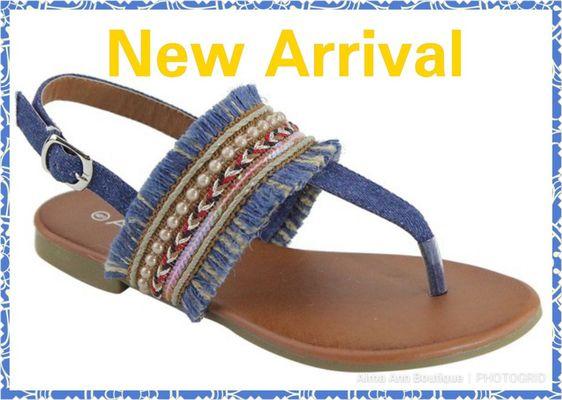 Just Arrived, Bohemian jeweled thong sandals.  Available 6-10, great deal at $21.  Stop by Alma Ann Boutique today.