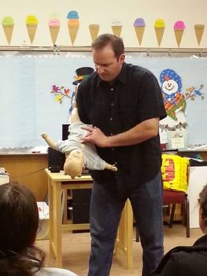 Teaching managing infant choking to a group of Preschool Teachers