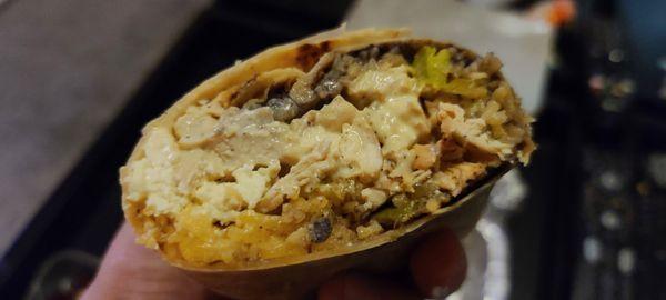 Chicken burrito insides.