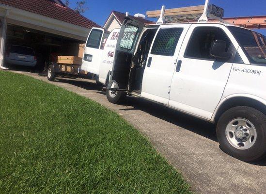 Harvey's AC Arriving and getting ready to install.