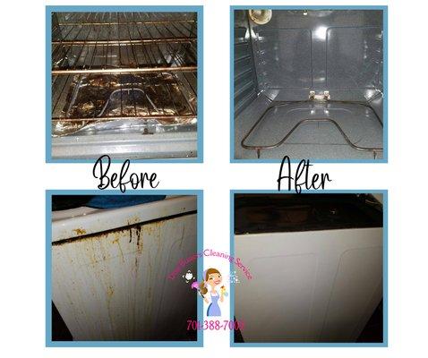 Oven Cleaning before and after