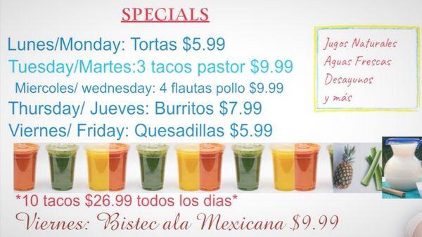 Daily specials