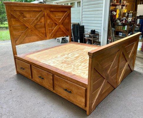 Custom build and finish King Size Platform Bed.