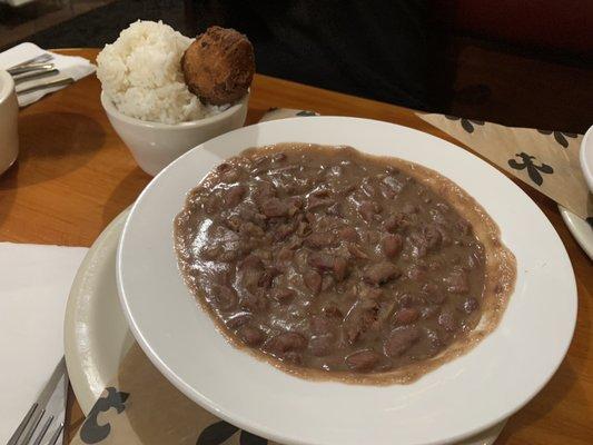 Sausage, red beans and rice Hush puppy included