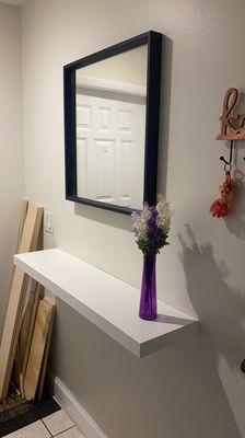 Wall shelf and mirror