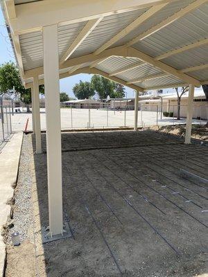 Setting rebar and drain locations prior to new concrete