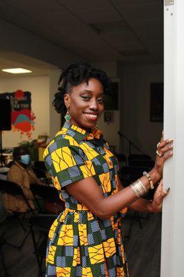 Beautiful Woman in African Print Dress