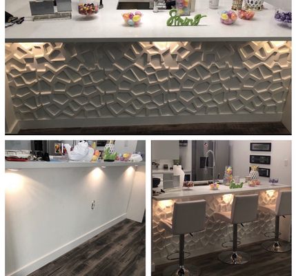 White Honeycomb 3D Bar Wall Revamp