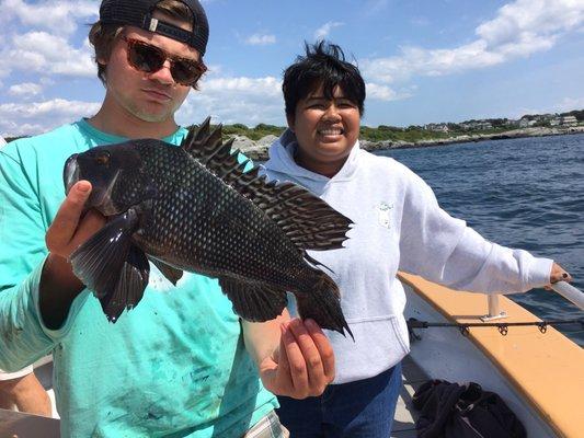 We caught a lot of fish, including this big black sea bass!  The crew was wonderful.  I highly recommend them