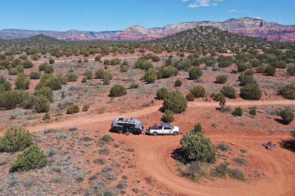 Boondocking after a cozy night with our fixed furnace!