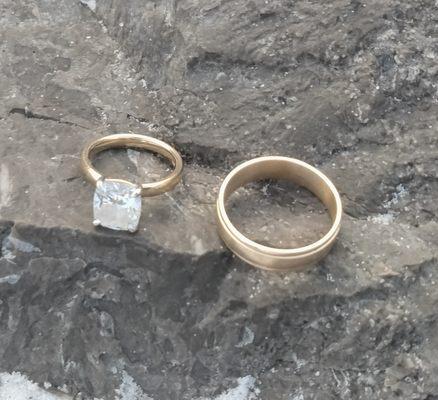 Wedding rings from an elopement at the Jetties in Destin.