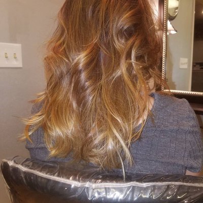 Balayage highlights and Blowdry