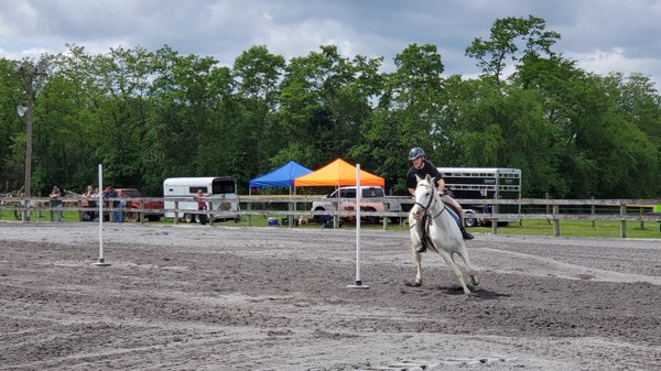 First show with my daughter's horse purchased from Feelgood Farm. It was her very first show and she was nervous, but he was as good as pie!