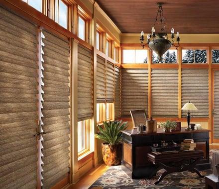 Hunter Douglas Vignette® Tiered™ Architella® Modern Roman shades bring comfort with exceptional insulating qualities and style.