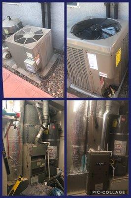 Old 25+ year Rheem to left. Way to small for a 1665 sq ft house. Right side brand new York 3 Ton 16 Seer with 80% Efficiency Furnace