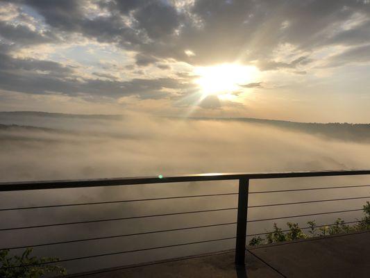 View of AM fog over the river