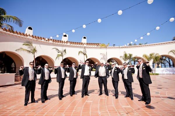 Groomsmen at the Fess Parker Double Tree Resort in Santa Barbara