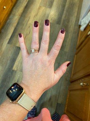 My beautiful mani in cherry mocha for the holidays!