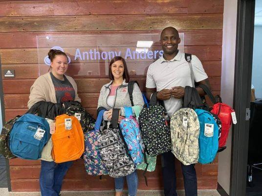 Donating backpacks to our local community!