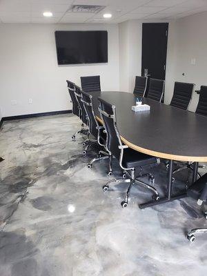 Epoxy floor coating for conference room in commercial office building