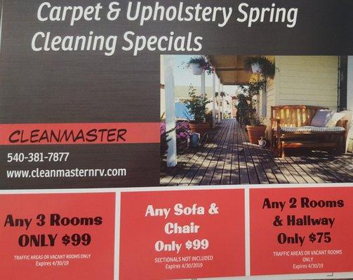 Carpet & Upholstery Spring Cleaning Specials