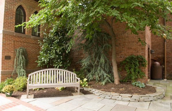 Garden Bench with Patio and Planting