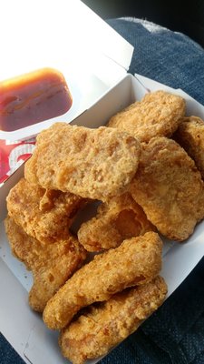 I asked for fresh fried chicken nuggets this is the second time I tried them.   They're really dry but can't say they aren't crunchy.