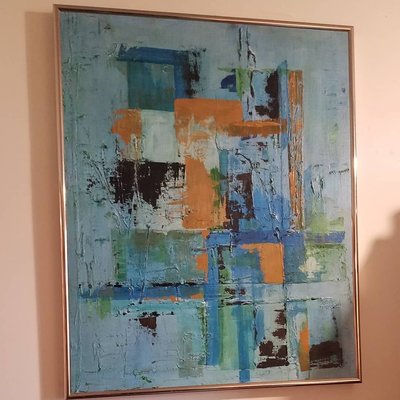 Mid Century Abstract Oil on Canvas