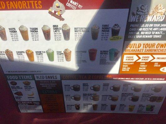 The menu, sorry my truck casted some ugly shadows & there was a line behind me...