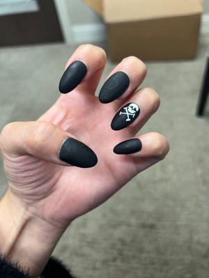 Acrylic fill with matte black and skull design