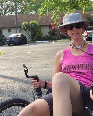 Barefoot leisurely biking