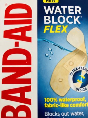 flexie Flexie water block- stuck on band aids cuz band aid's are stuck on me! TU Publix Pharmacy :)