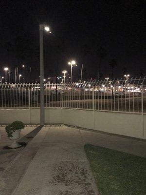 New LED street light fixture on the beach of Huntington Beach