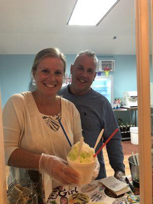 Emily and Adam with my "Small" sized Margarita/Mojito shaved ice