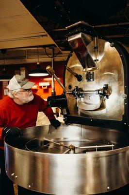 Owner Doug Bond roasting our coffee and espresso