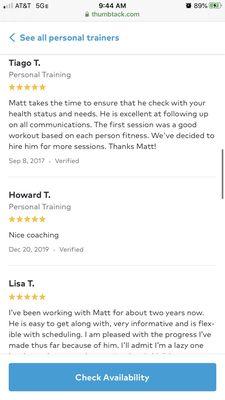 Reviews for Matt Sanchez Fitness on thumbtack.