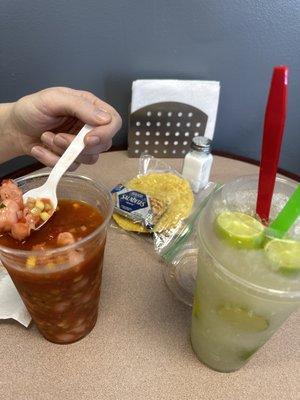 Ceviche and limón raspado