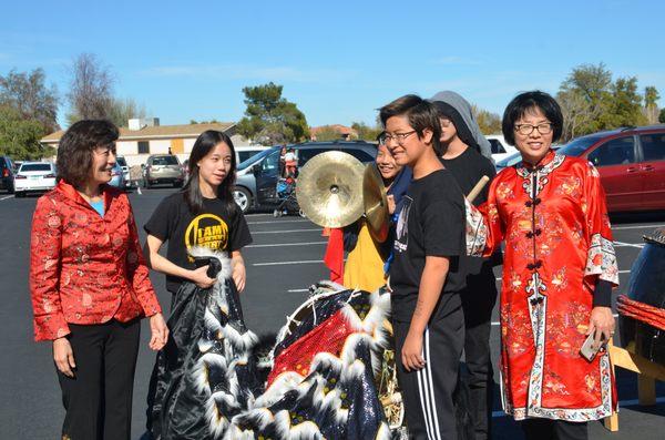 Chinese new year student lion dance event.