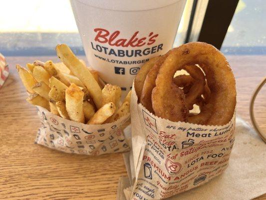 Fries and onion rings were hot and fresh! Onion rings better than regular restaurant quality!