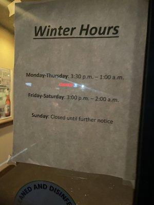 Hours posted on door yet they closed at 11 on a Thursday.