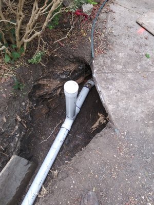 Clean out fitting added to sewer line replacement in previous photos...this is standard with all our work