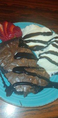 Delicious brownie and ice cream for dessert!