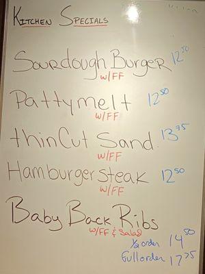 Daily specials