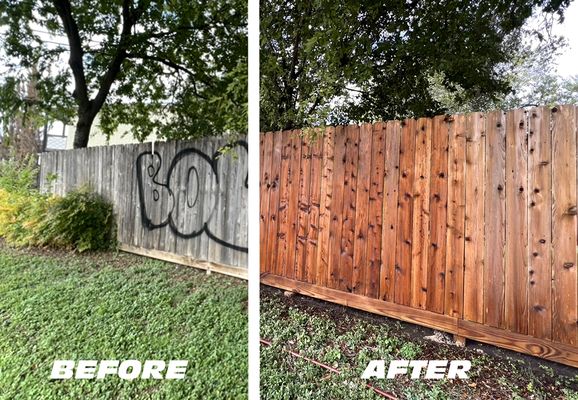 Before and after a graffiti removal project