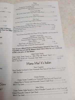 The menu