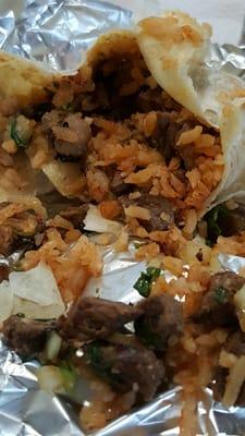 Close up of my carne asada burrito