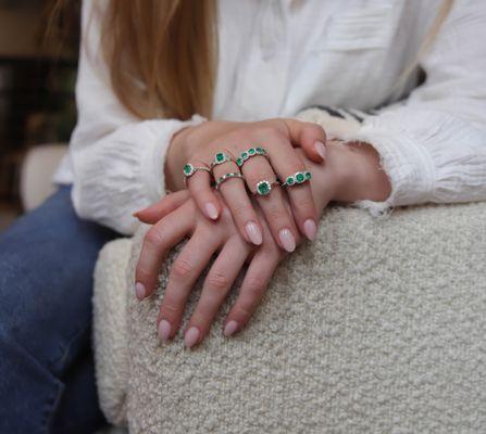 Green with envy over these beautiful emerald rings.